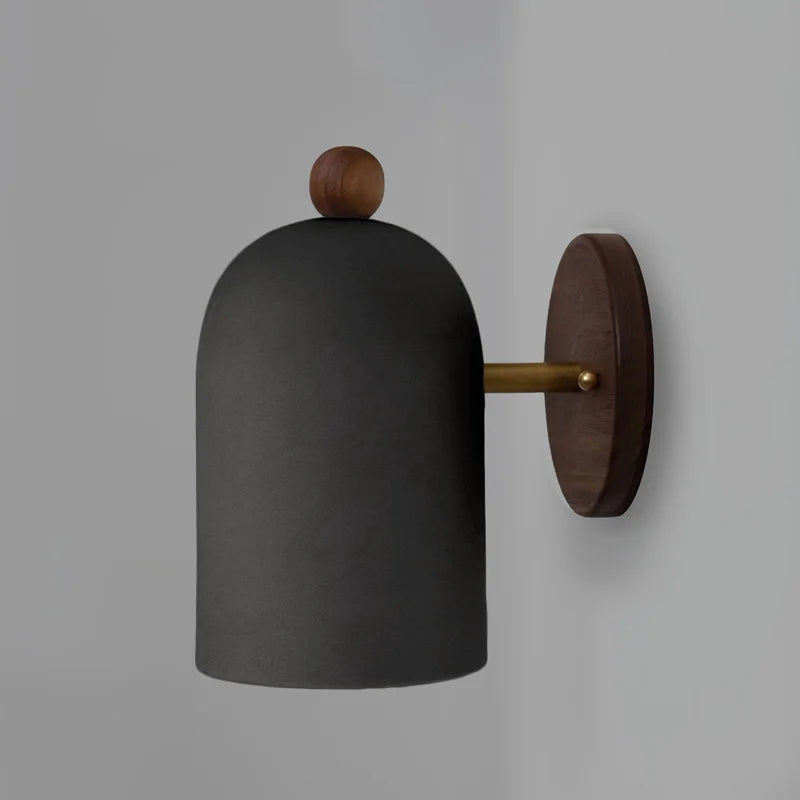 Wall Lamp Scandinavian with Dome Shade and Wood Backplate