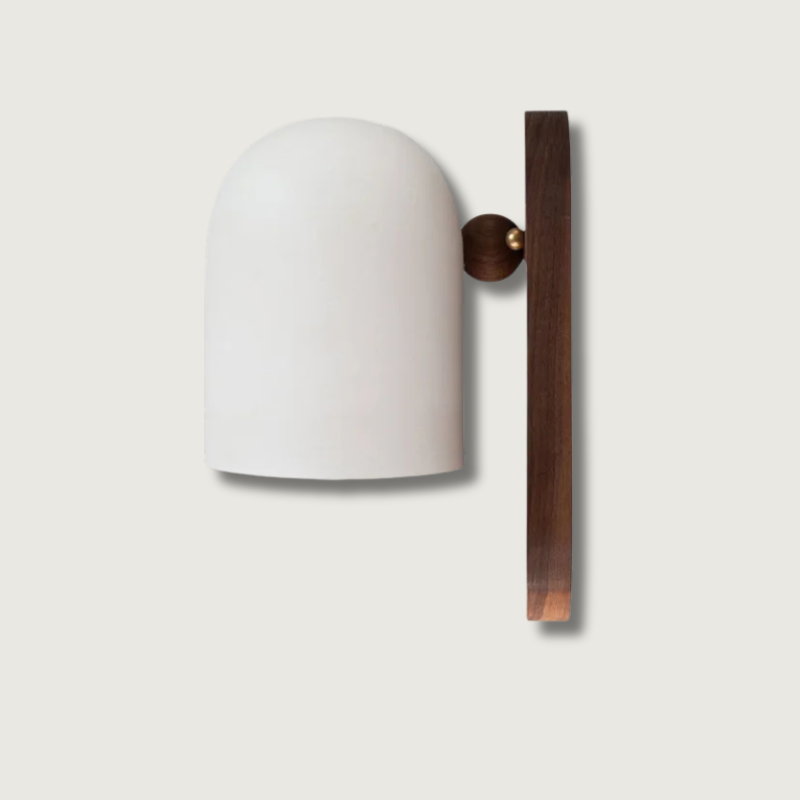 Wall Lamp Scandinavian with Dome Shade and Wood Backplate