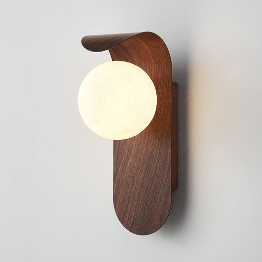 Wall Lamp Scandinavian with Globe Shade and Wood Panel