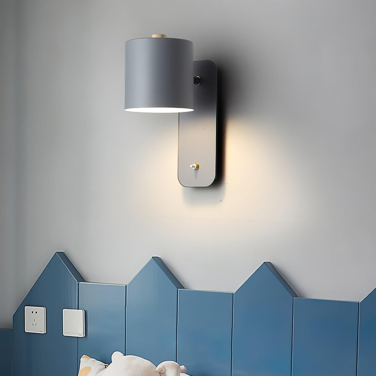 Wall Lamp Scandinavian with Rotatable Cylindrical Shade and Built-In Switch