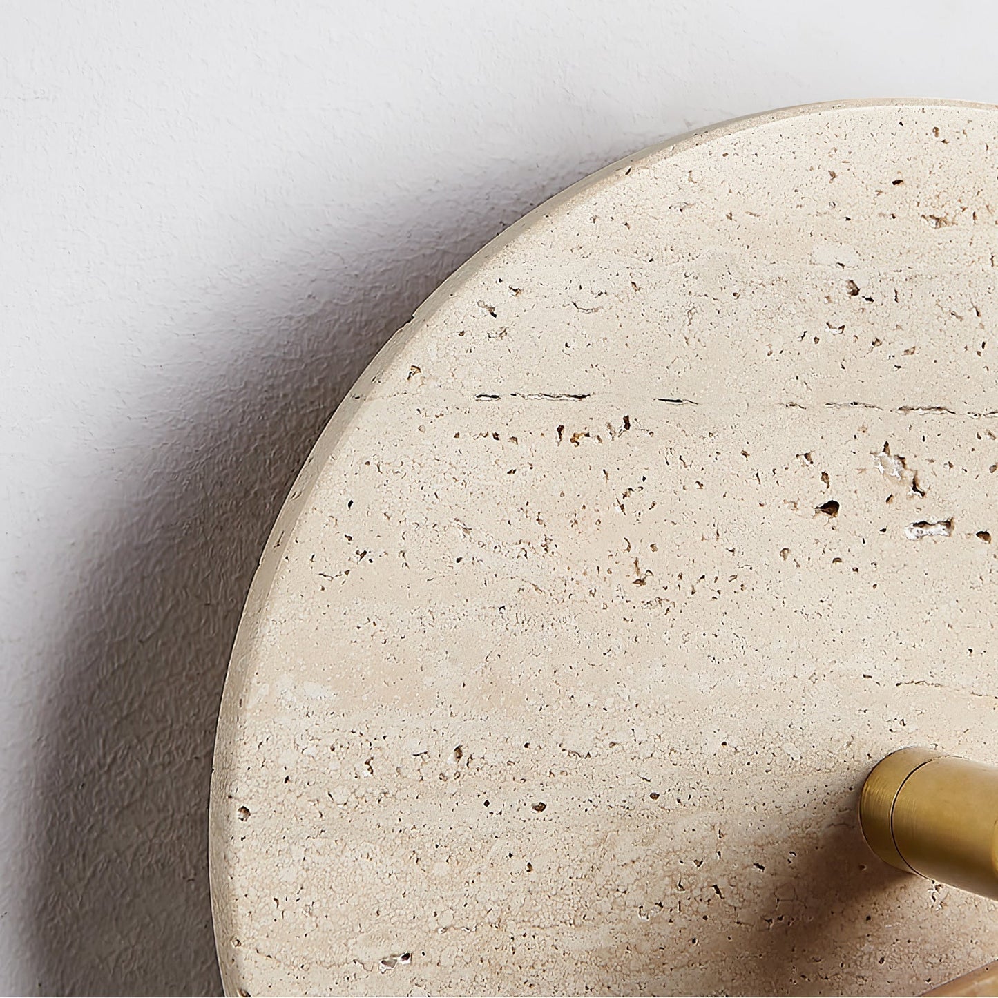 Wall Lamp Scandinavian with Travertine Disc Backplate and Swivel Spotlight