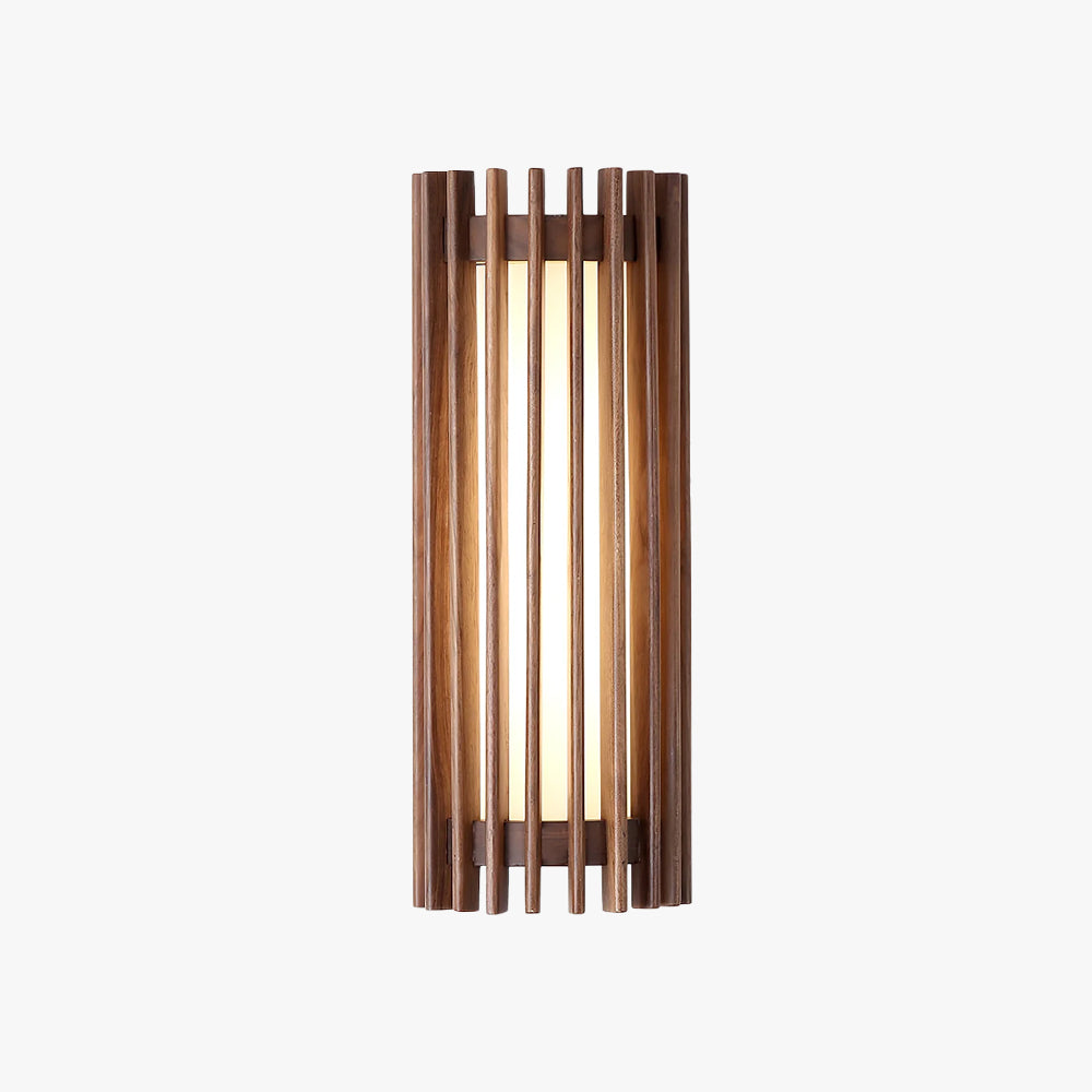 Wall Lamp Scandinavian with Wooden Slat Shade and Integrated LED