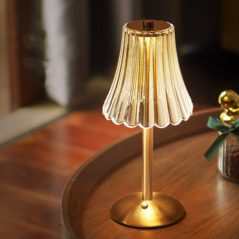 Wireless Crystal Table Lamp with Touch Control and Dimmable LED