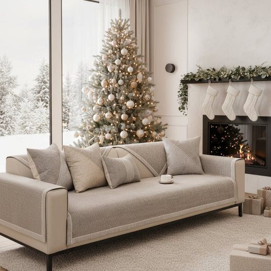 Woven Couch Cover with Non-Slip Latex Backing
