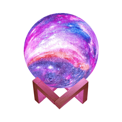 3D Galaxy Moon Lamp LED Night Light with Wooden Stand