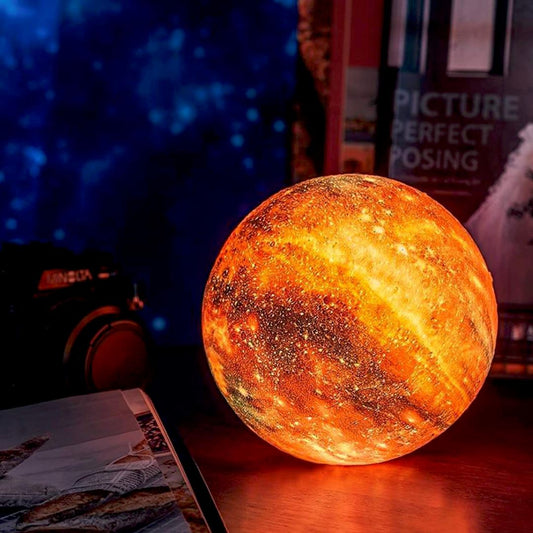 3D Galaxy Moon Lamp LED Night Light with Wooden Stand