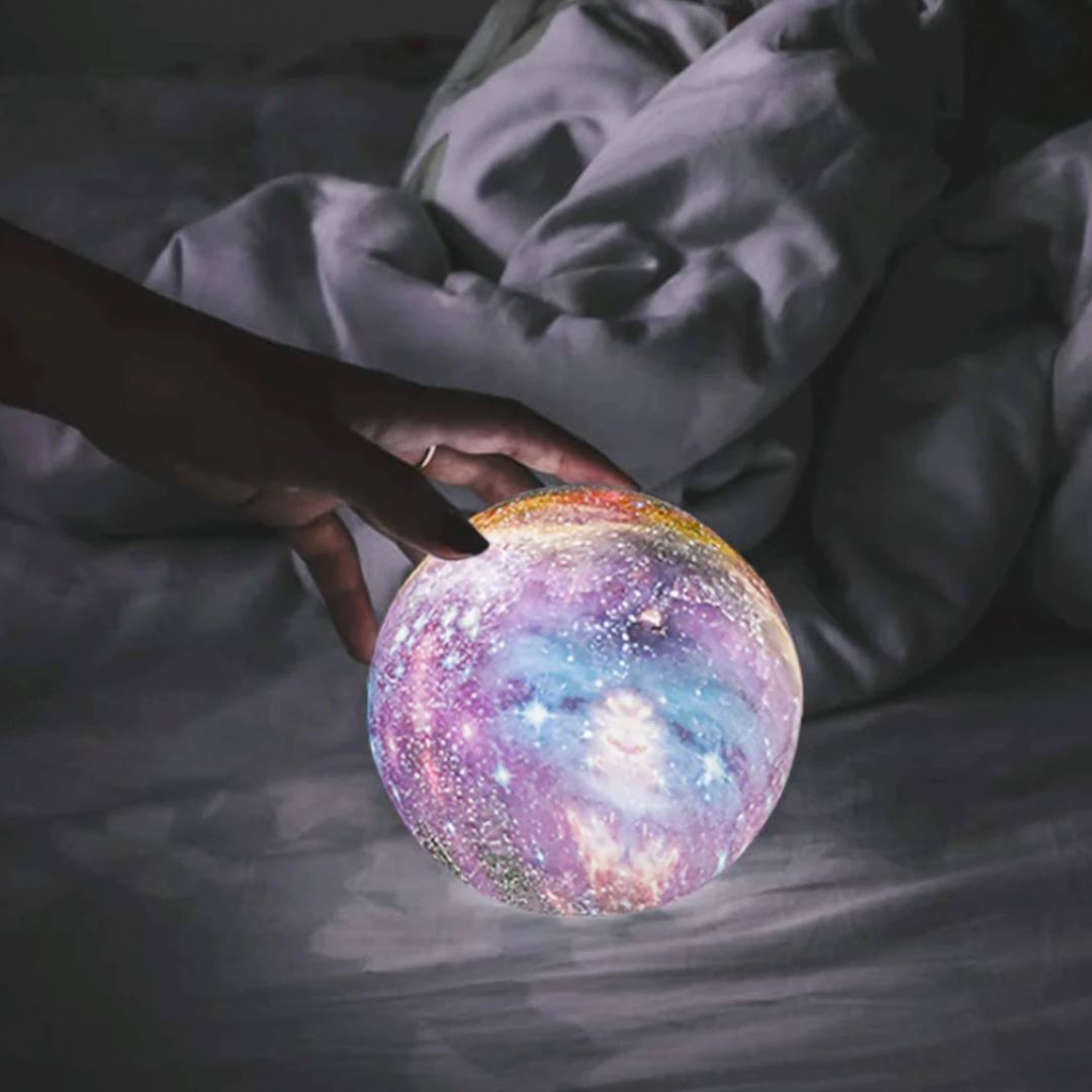 3D Galaxy Moon Lamp LED Night Light with Wooden Stand