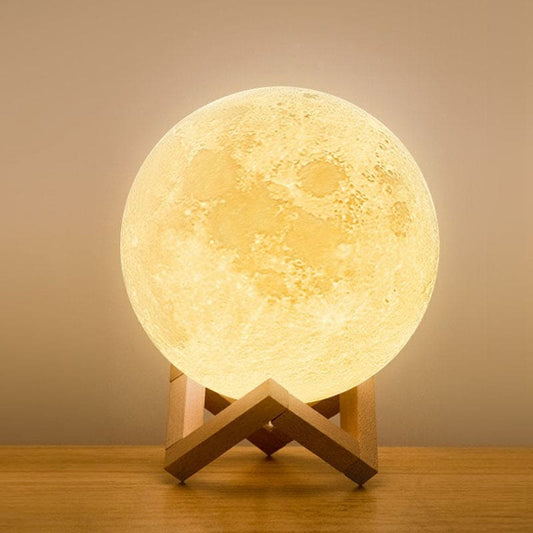3D Moon Lamp Table Light with Touch Control and Wooden Stand