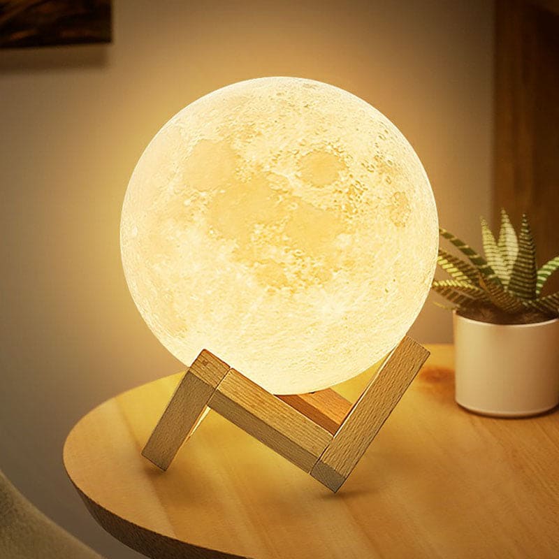 3D Moon Lamp Table Light with Touch Control and Wooden Stand