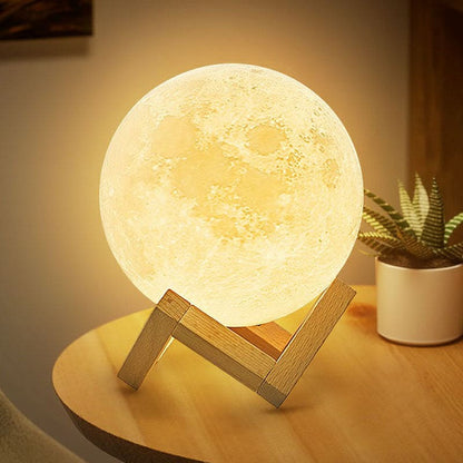3D Moon Lamp Table Light with Touch Control and Wooden Stand
