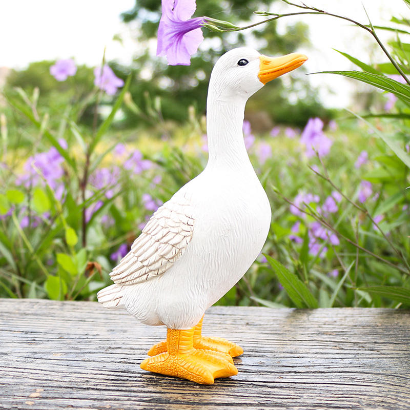 Duck and Goose Garden Figurine Set with Detailed Feather Texture
