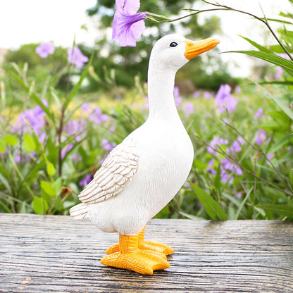 Duck and Goose Garden Figurine Set with Detailed Feather Texture