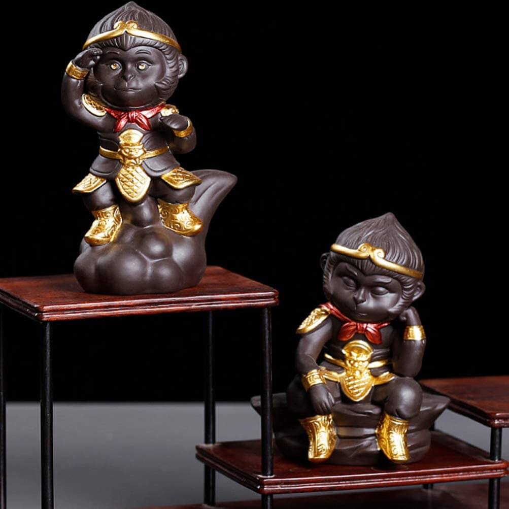 Handmade Monkey King Monk Statue for Tea Ceremony and Home Decor 2
