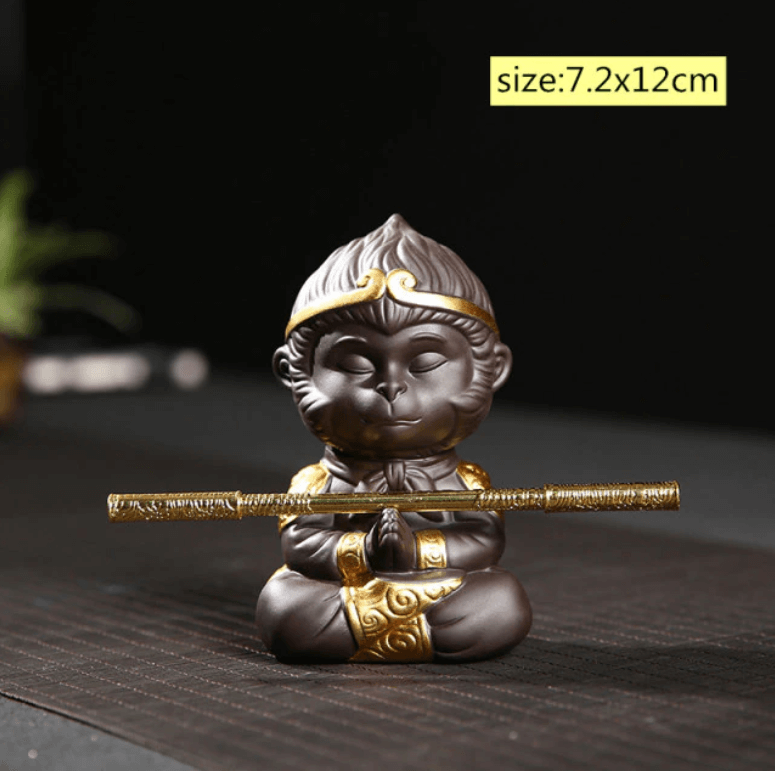 Handmade Monkey King Monk Statue for Tea Ceremony and Home Decor 3