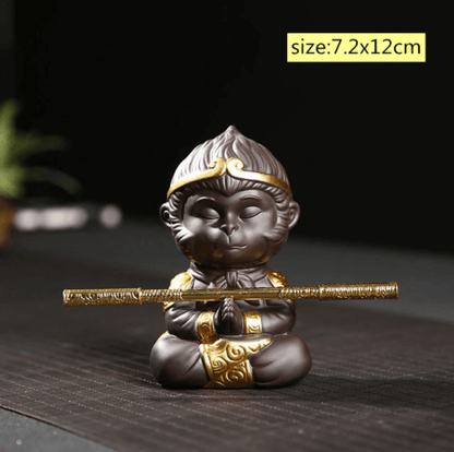 Handmade Monkey King Monk Statue for Tea Ceremony and Home Decor 3