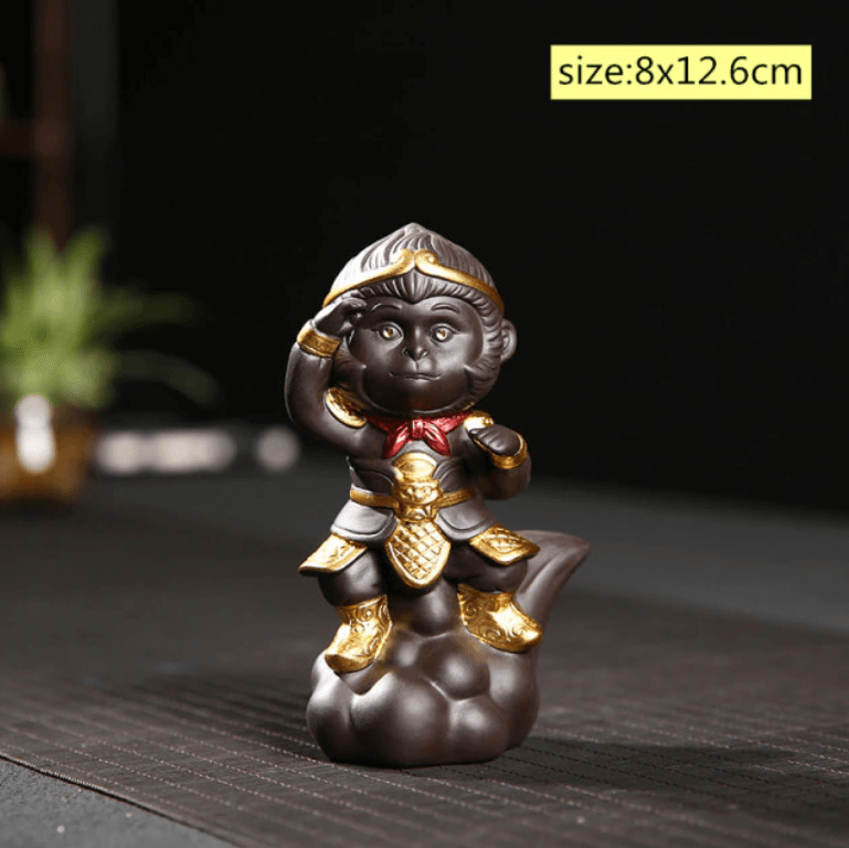 Handmade Monkey King Monk Statue for Tea Ceremony and Home Decor 4