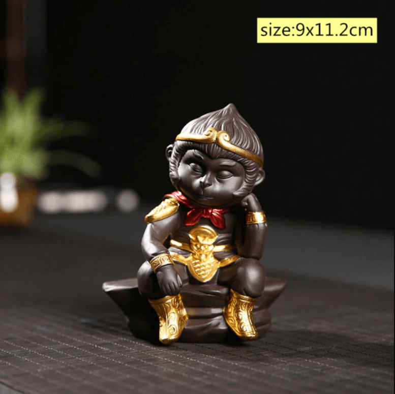 Handmade Monkey King Monk Statue for Tea Ceremony and Home Decor 5