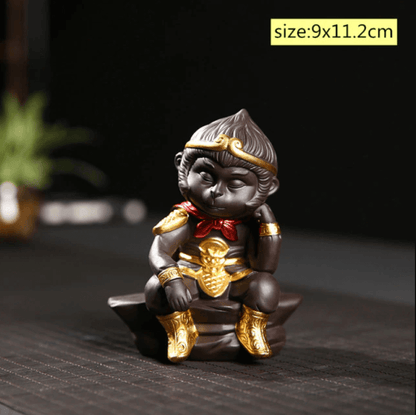 Handmade Monkey King Monk Statue for Tea Ceremony and Home Decor 5