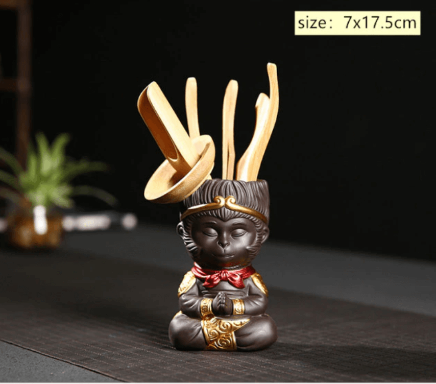 Handmade Monkey King Monk Statue for Tea Ceremony and Home Decor 7