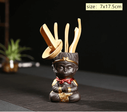 Handmade Monkey King Monk Statue for Tea Ceremony and Home Decor 7