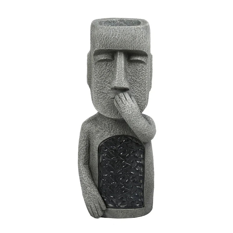 Moai Flower Pot Statue with LED Lighting and Integrated Planter 25 x 9.5 x 7 cm 2
