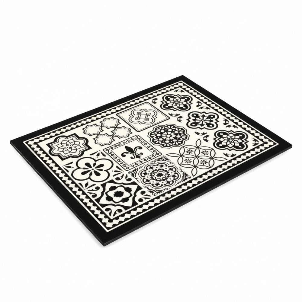 Absorbent Coffee Drying Mat with Retro Tile Pattern and Anti-Slip Backing