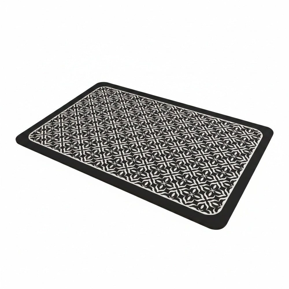 Absorbent Dish Drying Mat with Anti-Slip Rubber Backing and Geometric Pattern