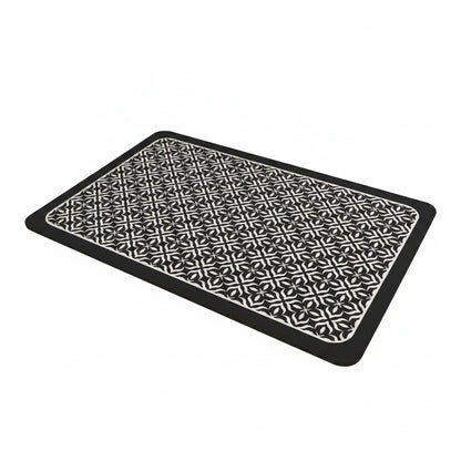 Absorbent Dish Drying Mat with Anti-Slip Rubber Backing and Geometric Pattern