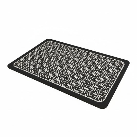 Absorbent Dish Drying Mat with Anti-Slip Rubber Backing and Geometric Pattern
