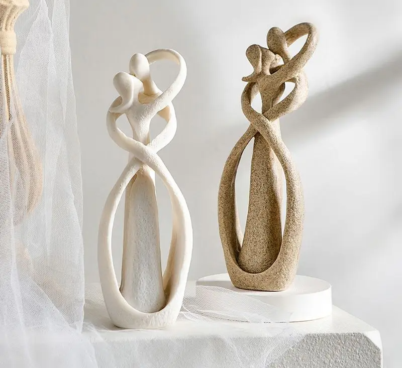 Abstract Couple Figurine Sculpture Romantic Home Decor Statue