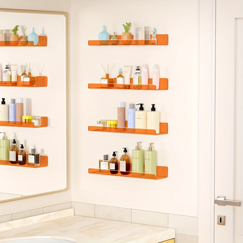 Acrylic Floating Wall Shelves Set of 2 with Raised Edge for Books and Decor