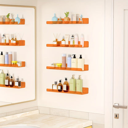 Acrylic Floating Wall Shelves Set of 2 with Raised Edge for Books and Decor