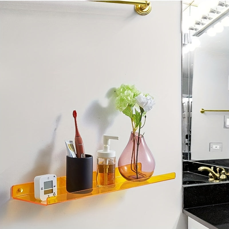 Acrylic Floating Wall Shelves Set of 2 with Raised Edge for Books and Decor
