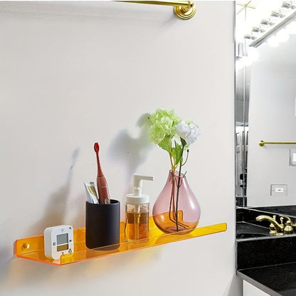 Acrylic Floating Wall Shelves Set of 2 with Raised Edge for Books and Decor