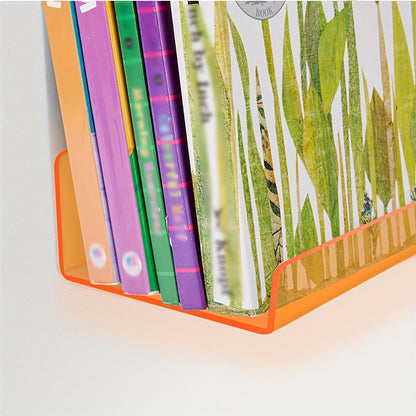 Acrylic Floating Wall Shelves Set of 2 with Raised Edge for Books and Decor