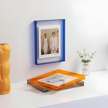Acrylic Photo Frame Minimalist Magnetic Wall Mount and Freestanding