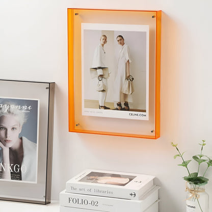 Acrylic Photo Frame Minimalist Magnetic Wall Mount and Freestanding