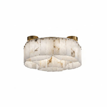 Alabaster Flush Mount Ceiling Lamp Art Deco with Brass Frame