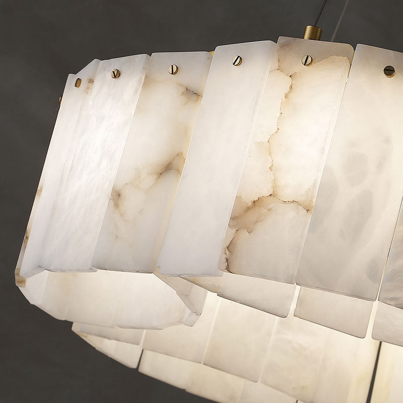 Alabaster Flush Mount Ceiling Lamp Art Deco with Brass Frame
