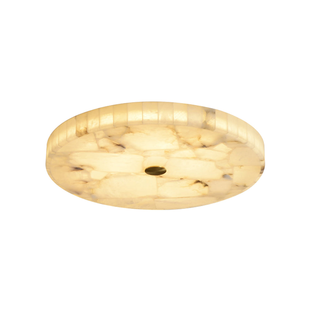 Alabaster Flush Mount Ceiling Light Art Deco Round with Natural Stone Shade