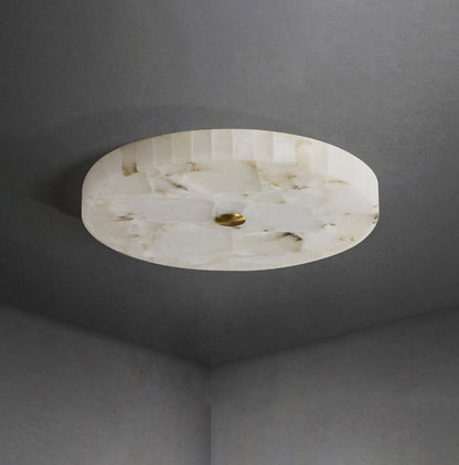 Alabaster Flush Mount Ceiling Light Art Deco Round with Natural Stone Shade