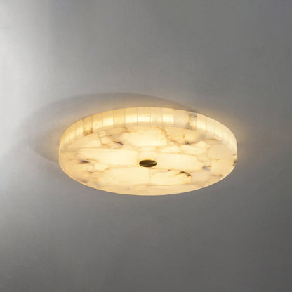 Alabaster Flush Mount Ceiling Light Art Deco Round with Natural Stone Shade
