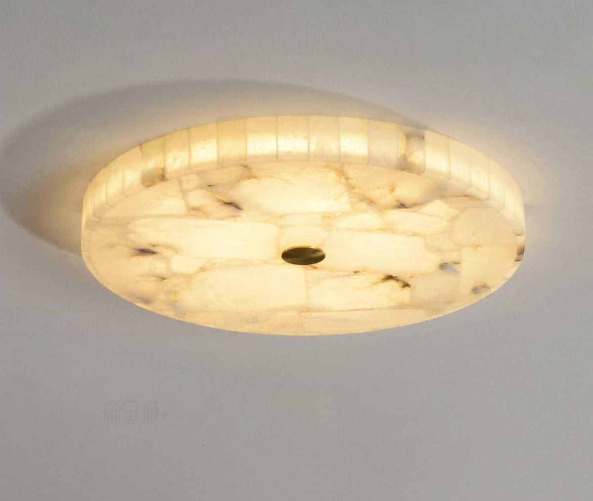 Alabaster Flush Mount Ceiling Light Art Deco Round with Natural Stone Shade