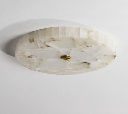 Alabaster Flush Mount Ceiling Light Art Deco Round with Natural Stone Shade