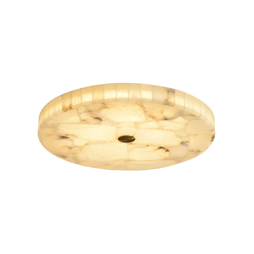 Alabaster Flush Mount Ceiling Light Art Deco Round with Natural Stone Shade
