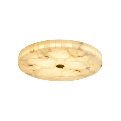 Alabaster Flush Mount Ceiling Light Art Deco Round with Natural Stone Shade