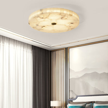 Alabaster Flush Mount Ceiling Light Art Deco Round with Natural Stone Shade