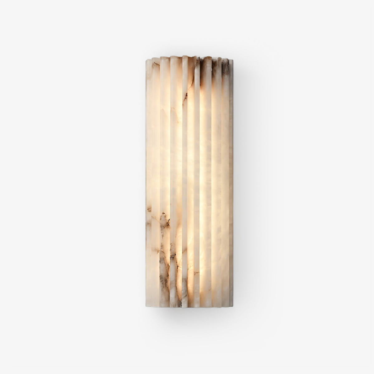 Alabaster Wall Lamp Art Deco with Ribbed Stone Shade and Warm Glow