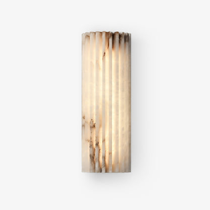 Alabaster Wall Lamp Art Deco with Ribbed Stone Shade and Warm Glow