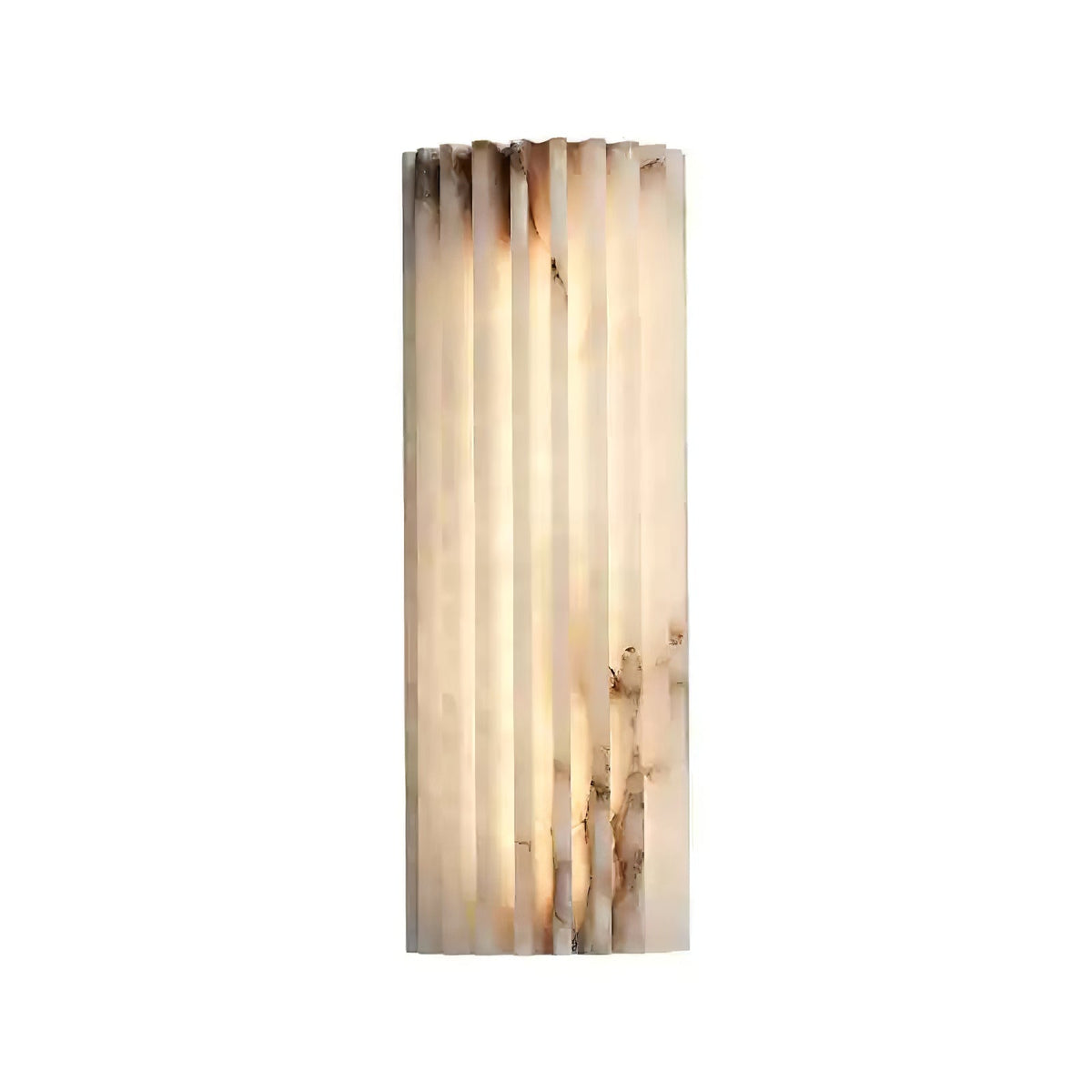 Alabaster Wall Lamp Art Deco with Ribbed Stone Shade and Warm Glow